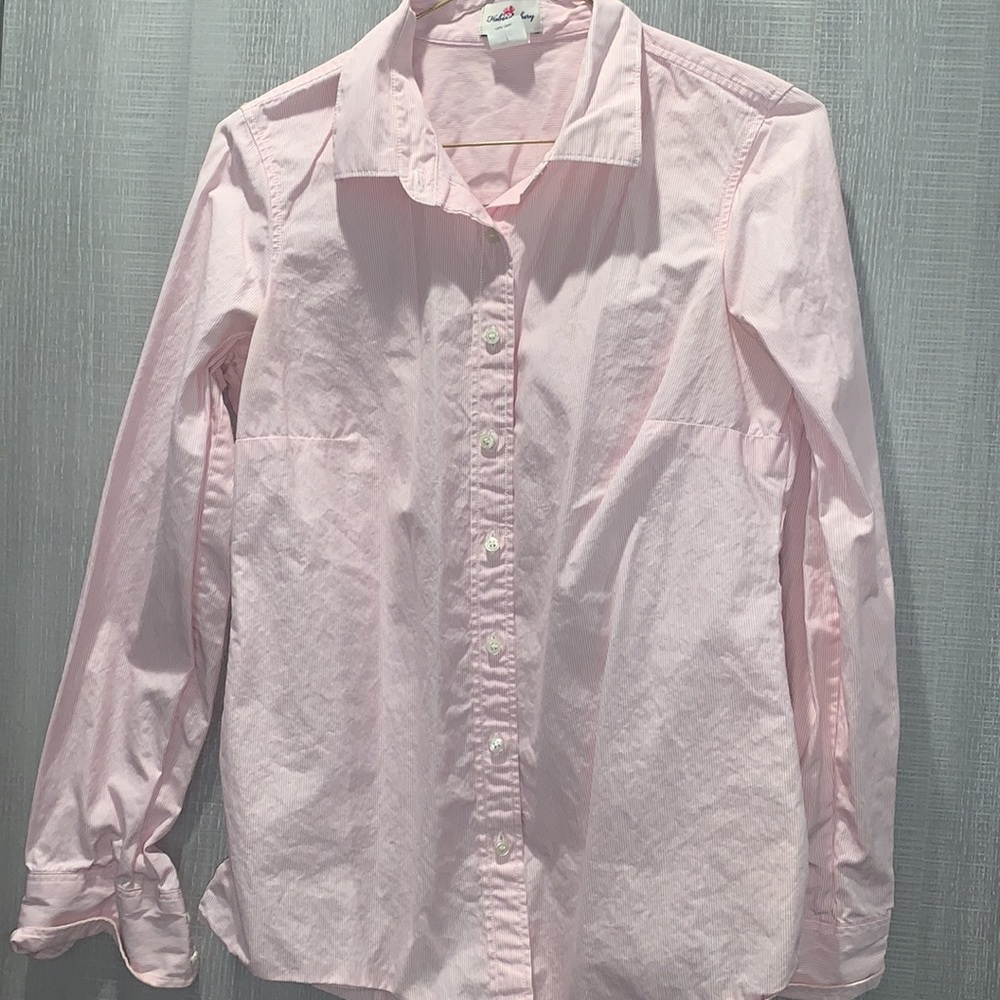 Jcrew Factory pink pinstripe collared work shirt
